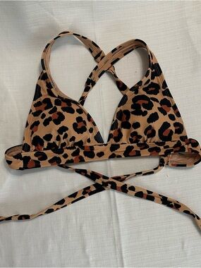 Xhilaration Leopard Bikini Top Wrap Tie Medium Animal Print Swim